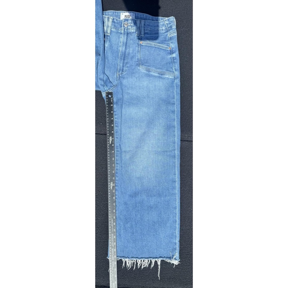 PAIGE Anessa High Rise Patch Pocket Wide Leg Jeans Bebop Raw Hem Crop Size 30 - Picture 6 of 10